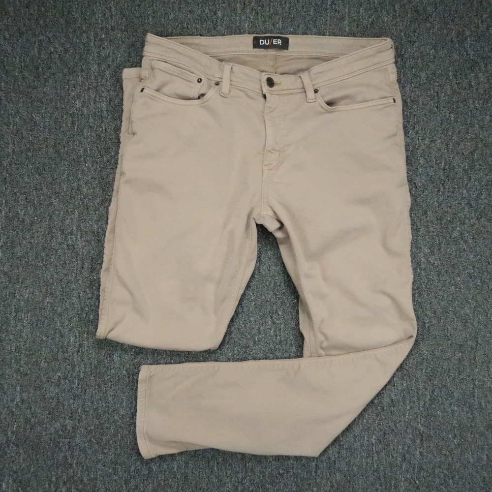 DUER Pants Mens 36x32 Beige N2X Slim Fit Trouser 5 Pocket Stretch